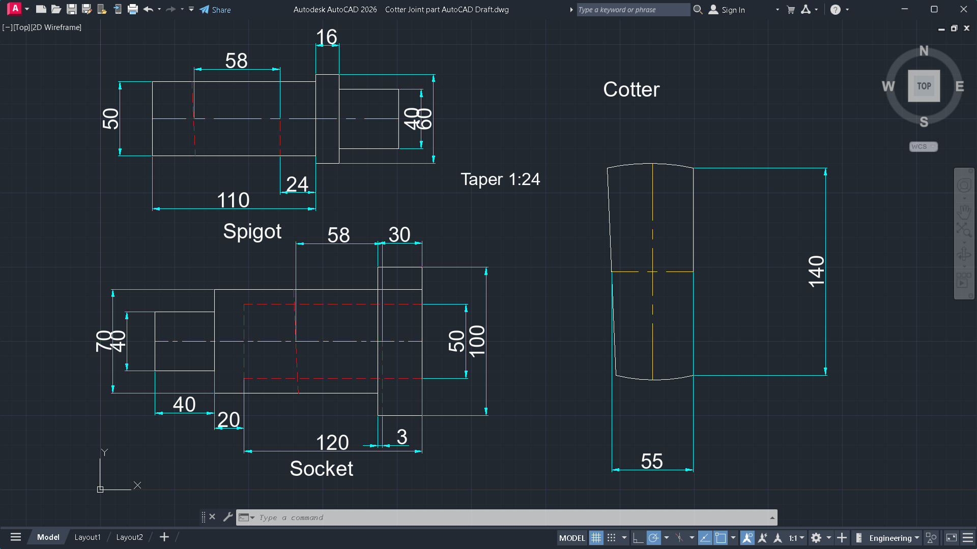 2D AutoCAD Engineering Drawing